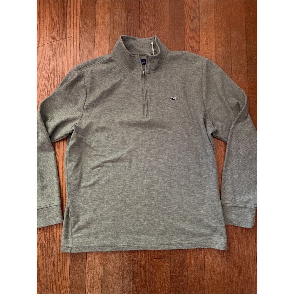 Vineyard Vines Performance 1/4 Zip Pullover Mens L Green Knit